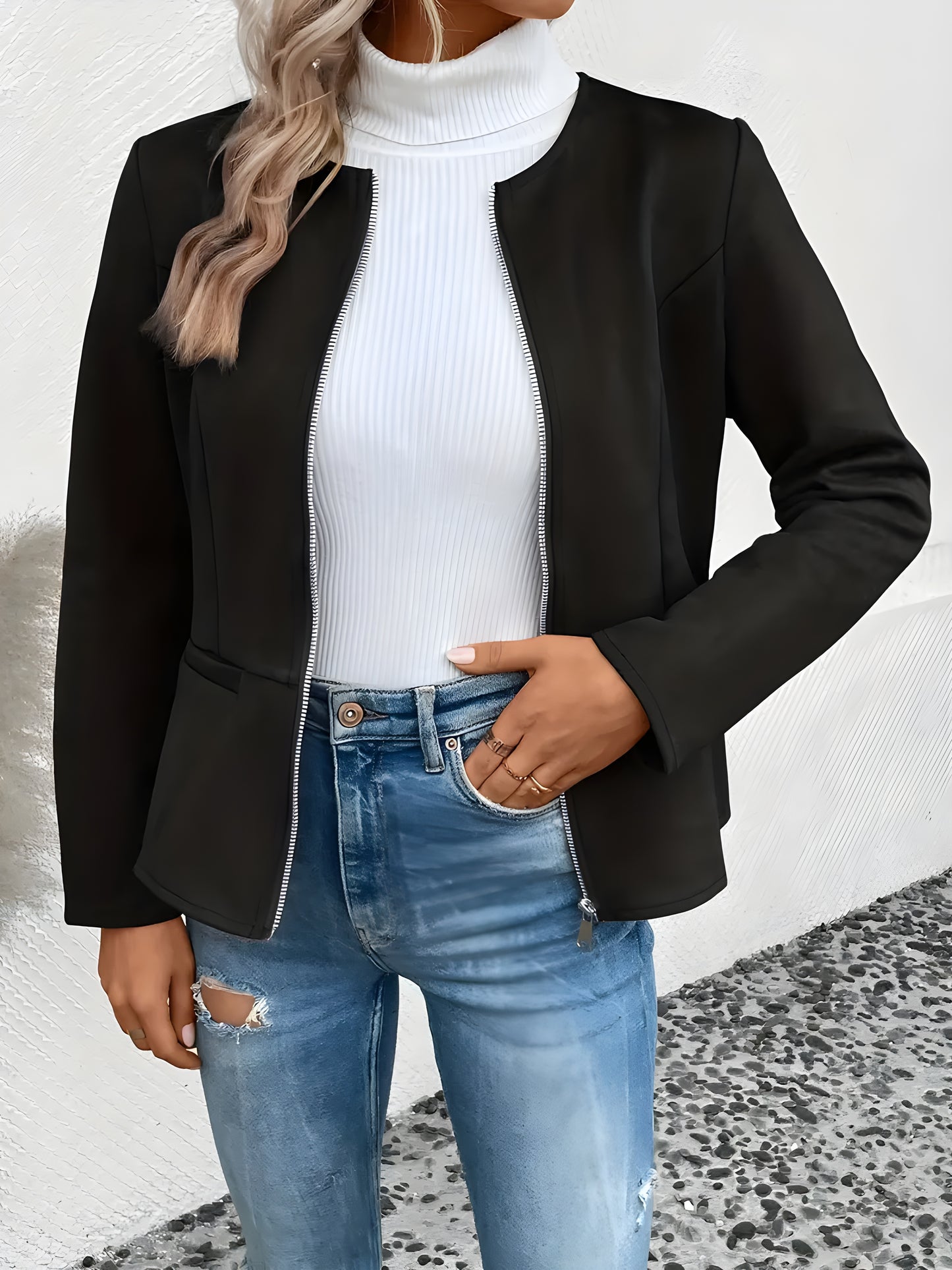 Jachetă cu Fermoar „Casual Chic” – Perfectă pentru Primăvară și Toamnă