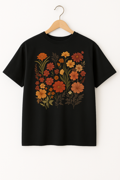 Tricou de Damă din Bumbac Moale cu Imprimeu Floral | Confortabil și Casual, Guler Rotund