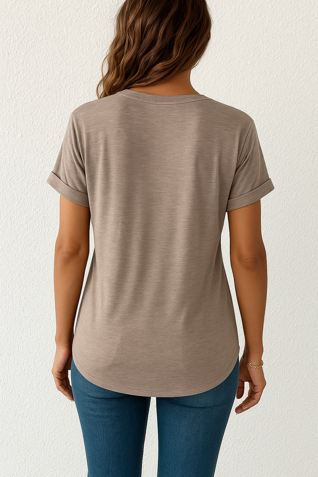 Tricou Damă cu Decolteu în V - Top Casual Moale pentru Primăvară Vară Toamnă