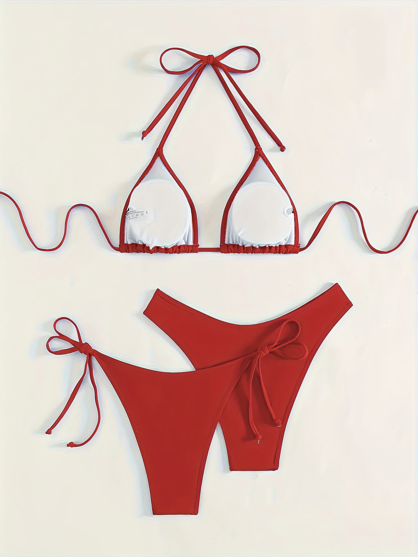 Set Bikini 3 Piese cu Sutien Halter - Costum de Baie Complet cu Spate Gol