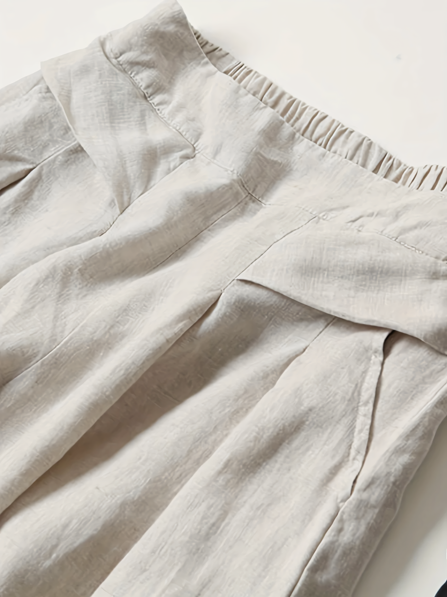 Pantaloni Wide-Leg din In - Model Retro cu Talie Elastică