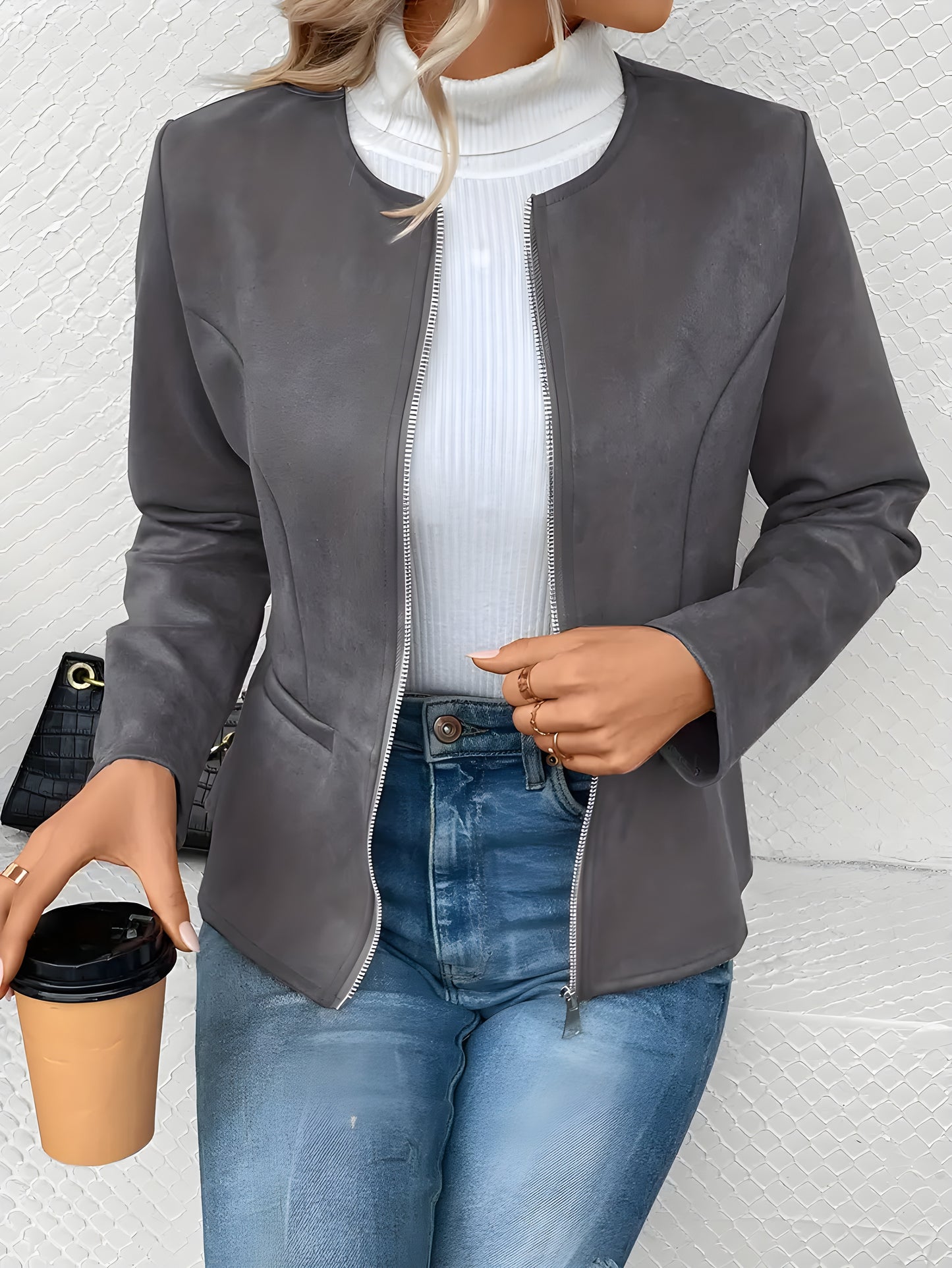 Jachetă cu Fermoar „Casual Chic” – Perfectă pentru Primăvară și Toamnă