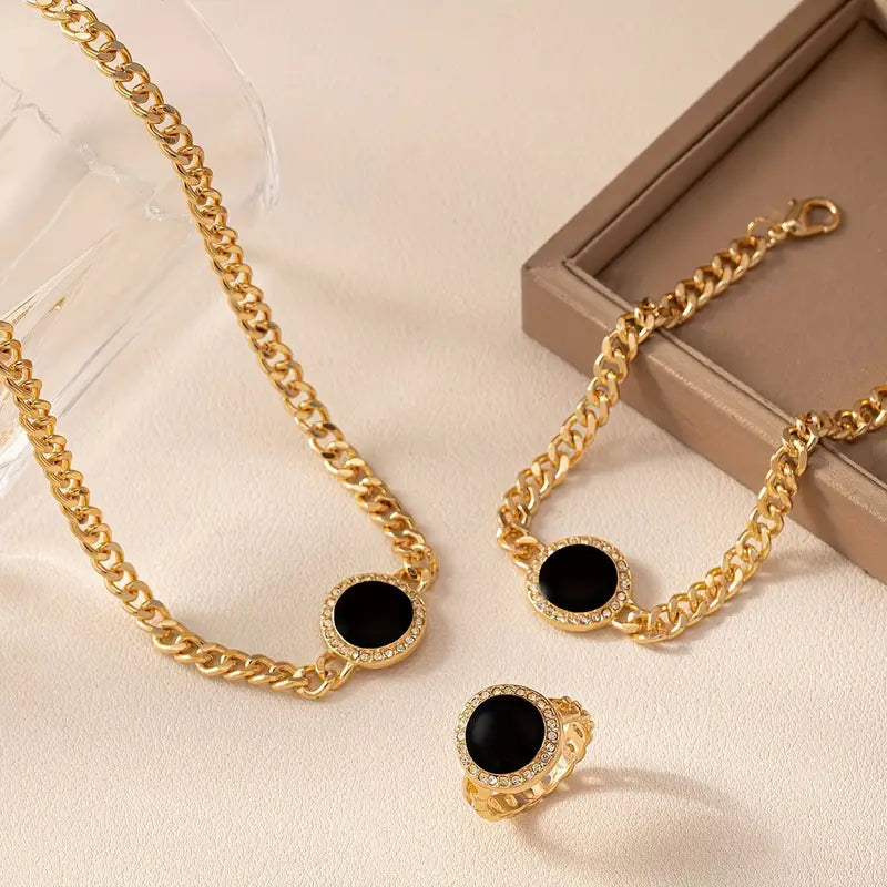 Set Bijuterii Elegante cu Colier, Inel și Brățară – Simplitate și Rafinament