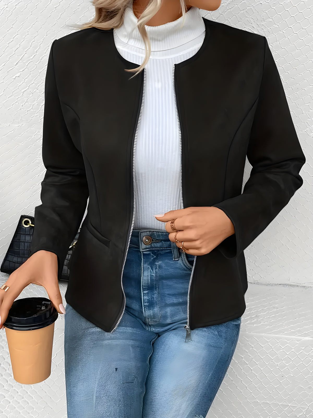 Jachetă cu Fermoar „Casual Chic” – Perfectă pentru Primăvară și Toamnă