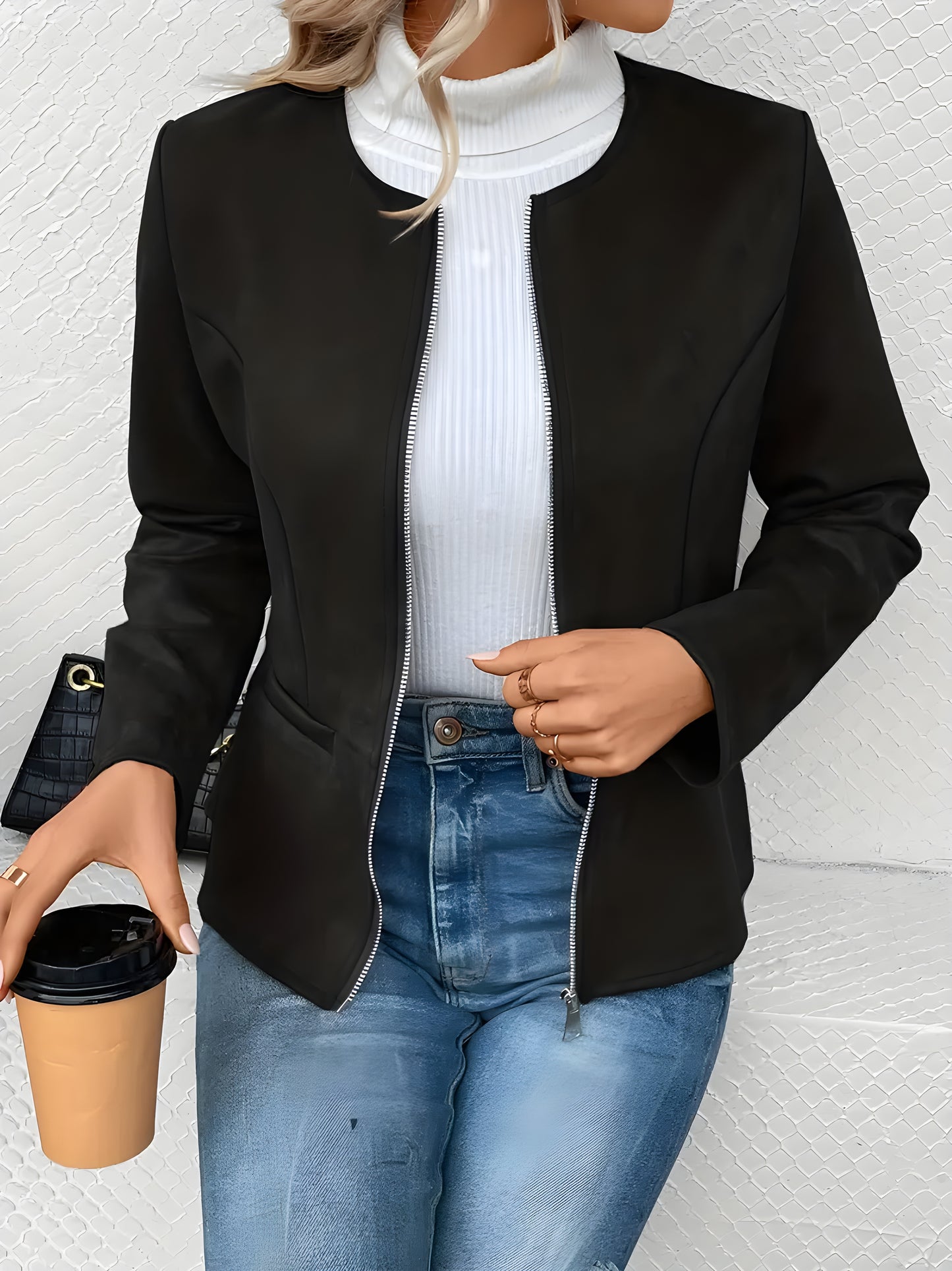 Jachetă cu Fermoar „Casual Chic” – Perfectă pentru Primăvară și Toamnă