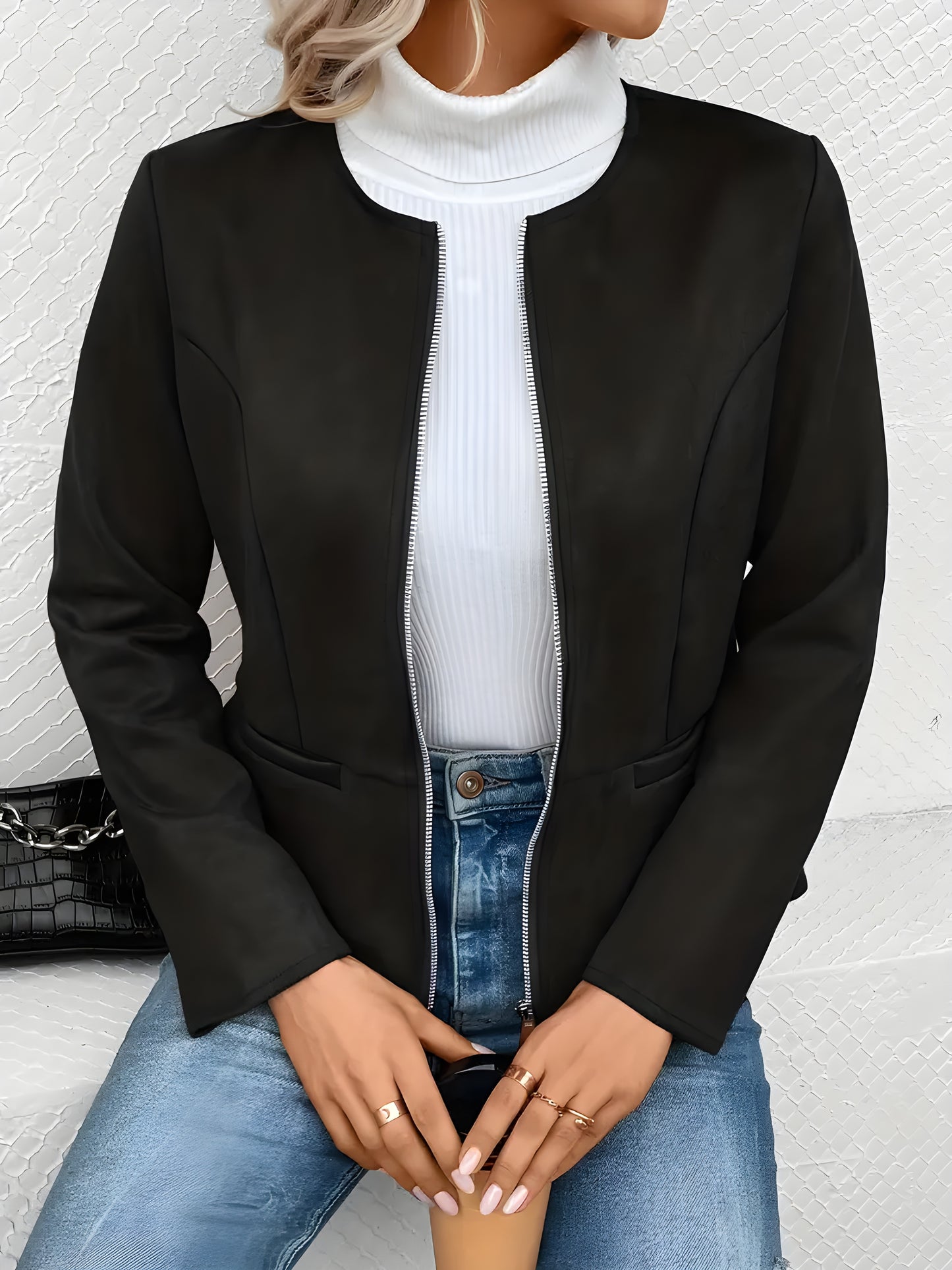 Jachetă cu Fermoar „Casual Chic” – Perfectă pentru Primăvară și Toamnă