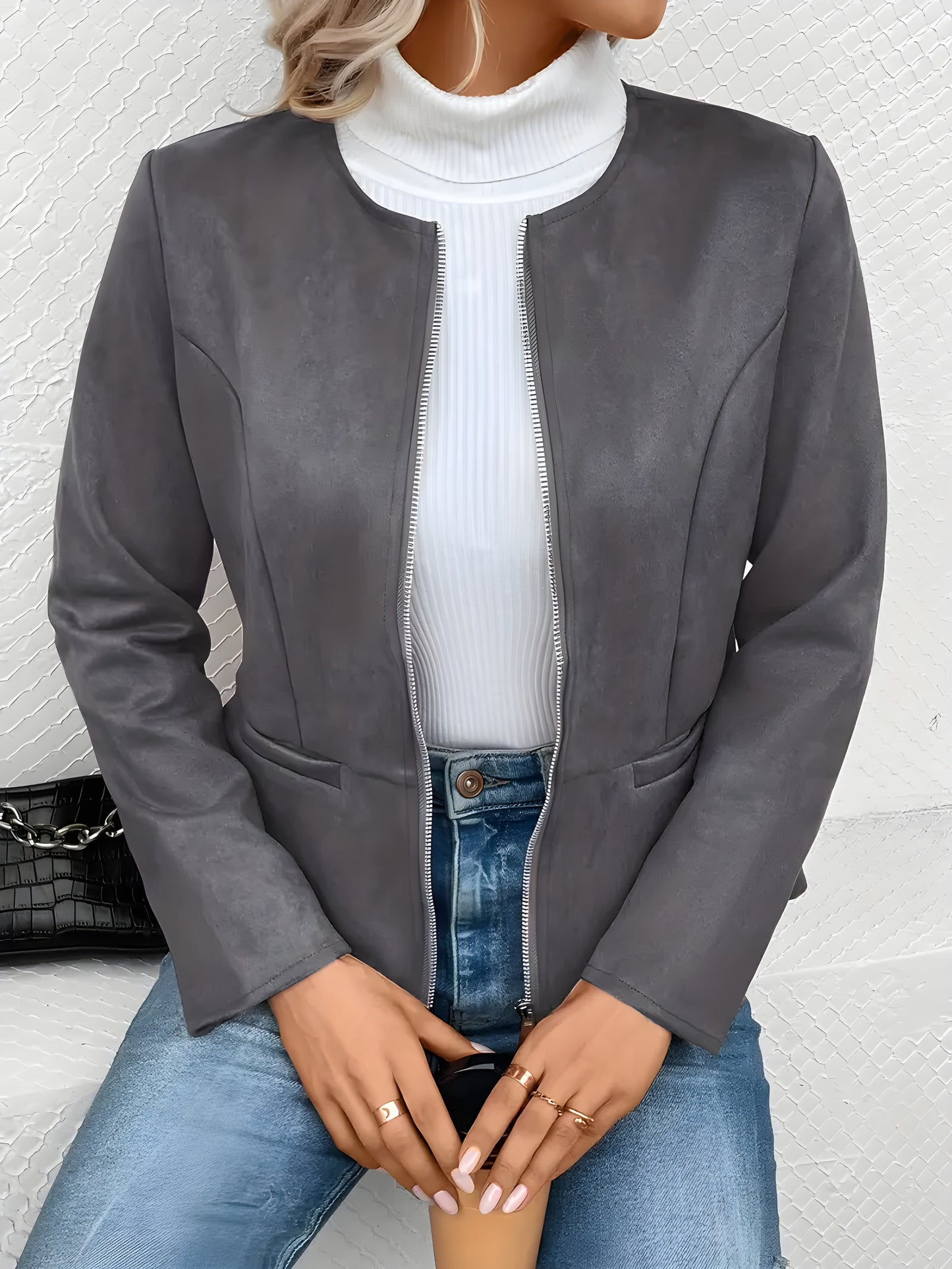 Jachetă cu Fermoar „Casual Chic” – Perfectă pentru Primăvară și Toamnă