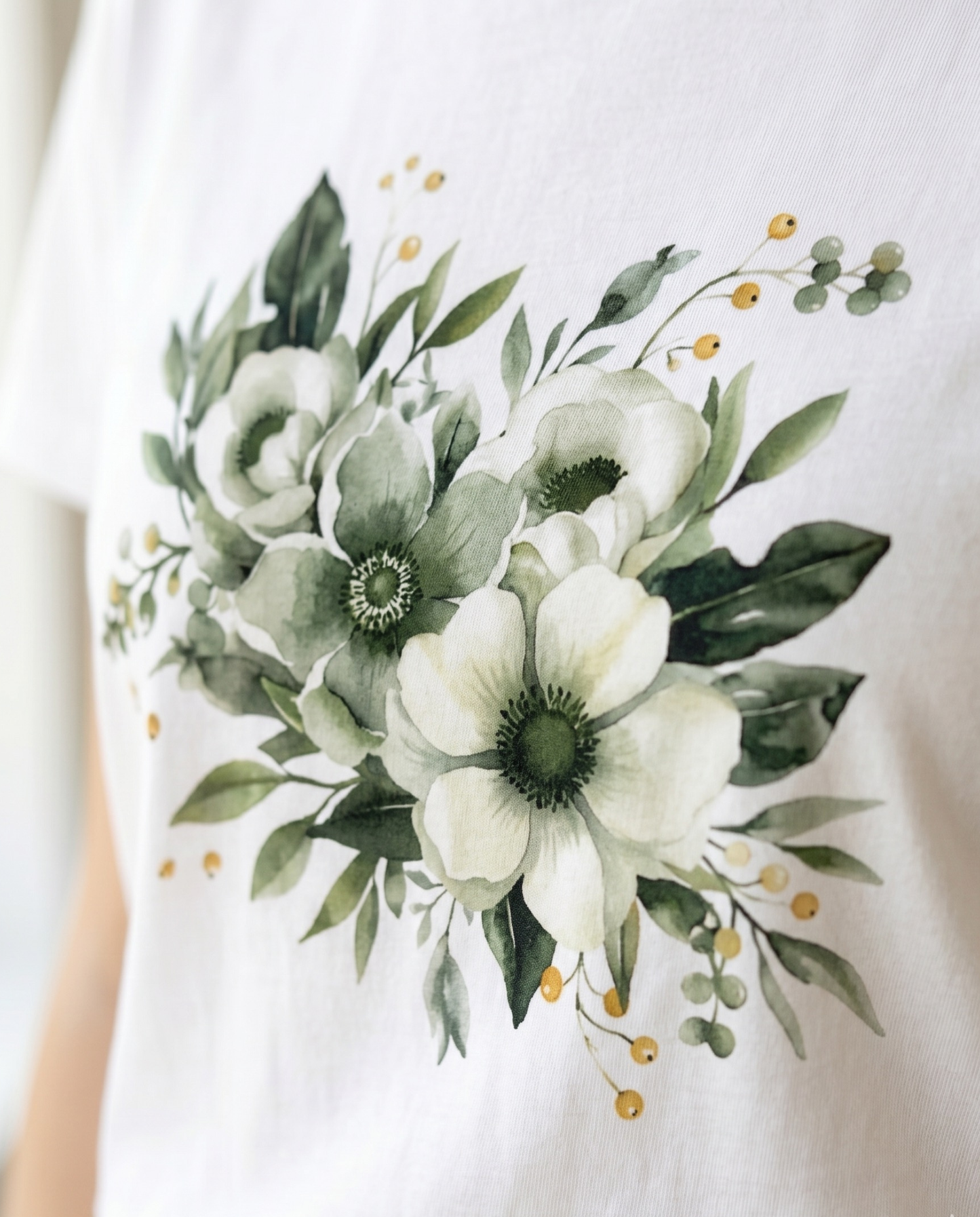Tricou Damă cu Imprimeu Floral — White