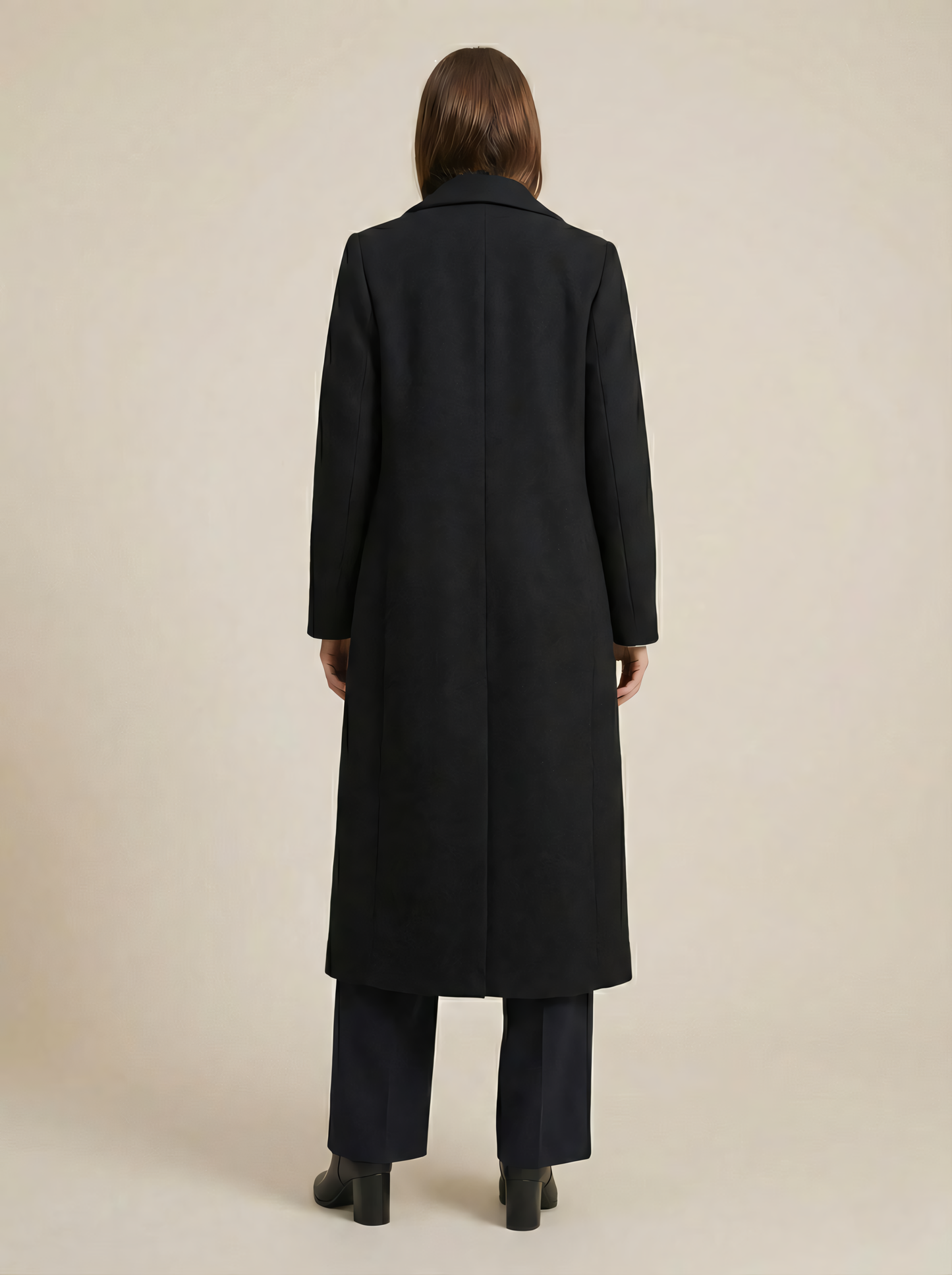 Palton Lung Elegant din Stofă Premium – Pardesiu Office cu Croială Dreaptă și Nasturi Dubli