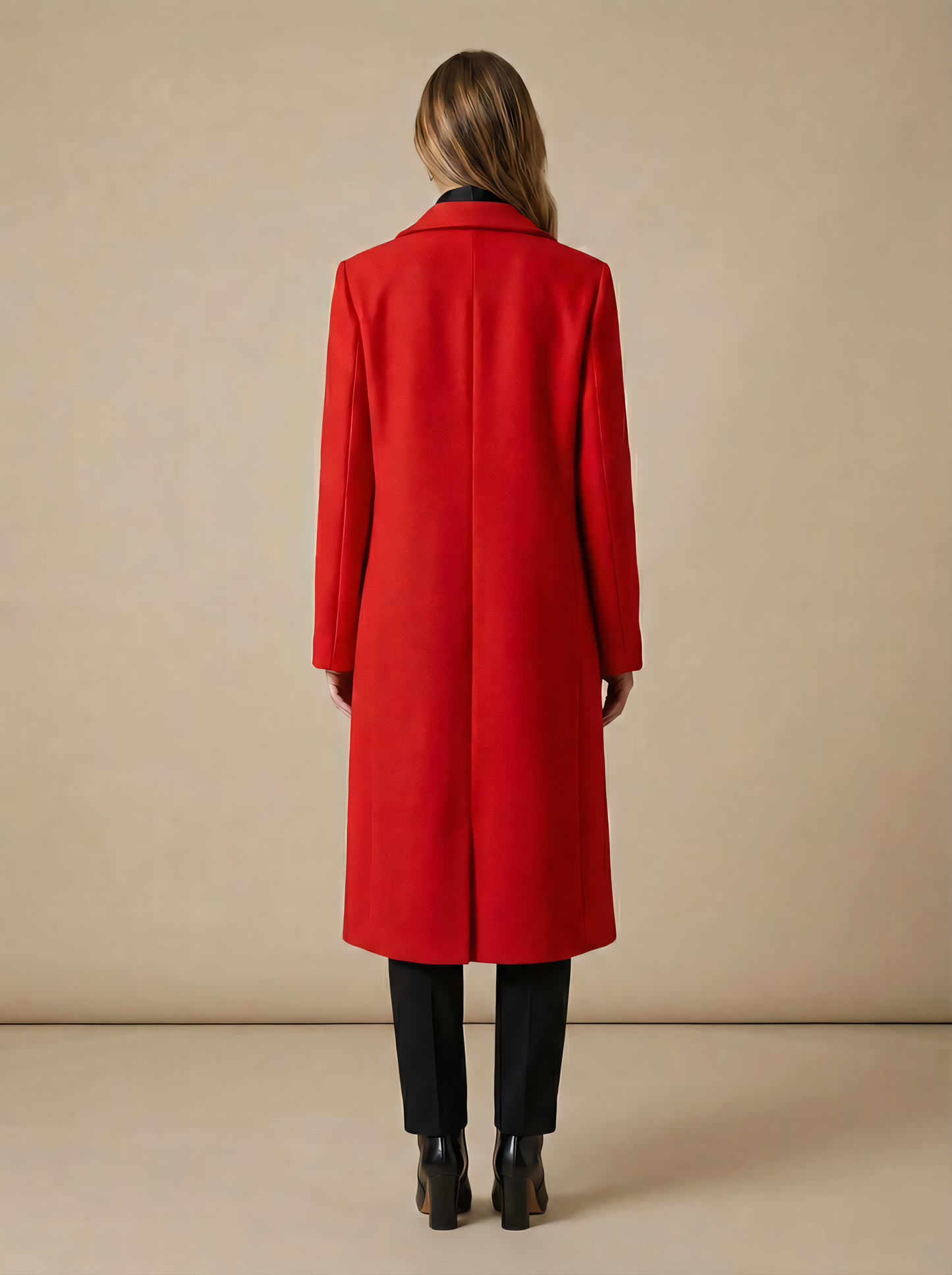 Palton Lung Elegant din Stofă Premium – Pardesiu Office cu Croială Dreaptă și Nasturi Dubli