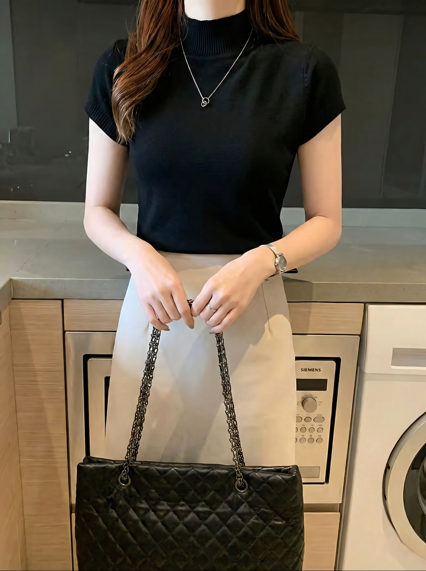 Top Premium din Viscoză Naturală – Maletă Fină cu Mânecă Scurtă, Stil "Old Money"